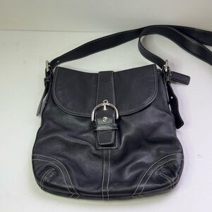 Vintage Y2K soho Coach Black Leather Cross Body Bag